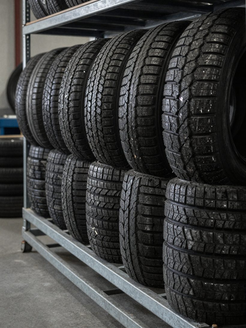A rack of new tires